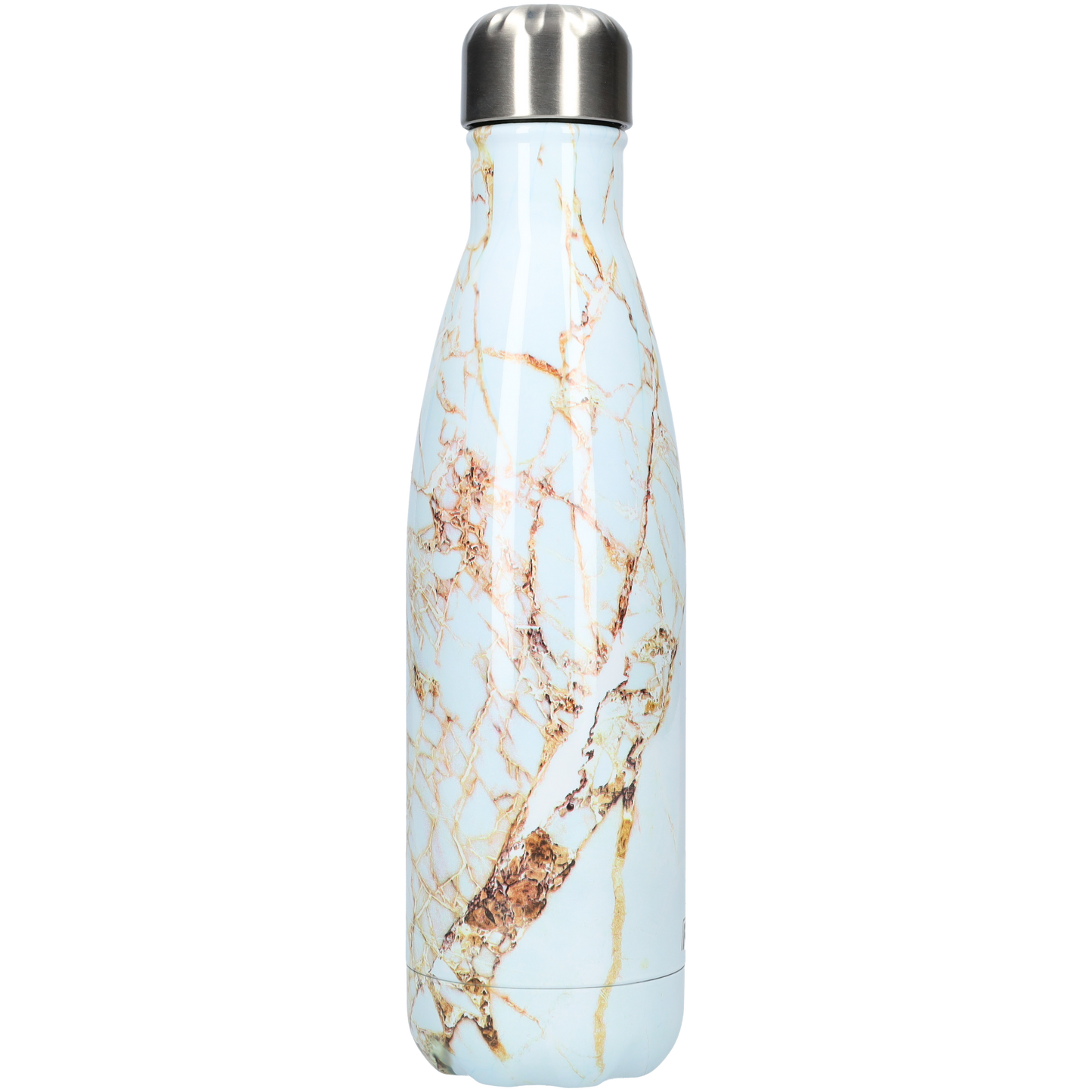 Thermosfles - Waterfles - Drinkfles slank 500ml - White & Gold Marble - Wit & Goud Marmer