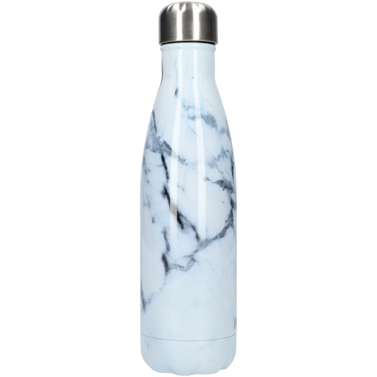 Thermosfles - Waterfles - Drinkfles slank 500ml - White Marble - Wit Marmer