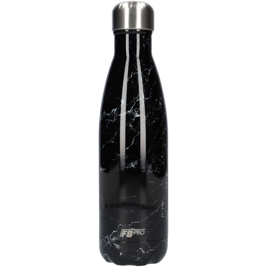 Thermosfles - Waterfles - Drinkfles slank 500ml - Black Marble - Zwarte Marmer