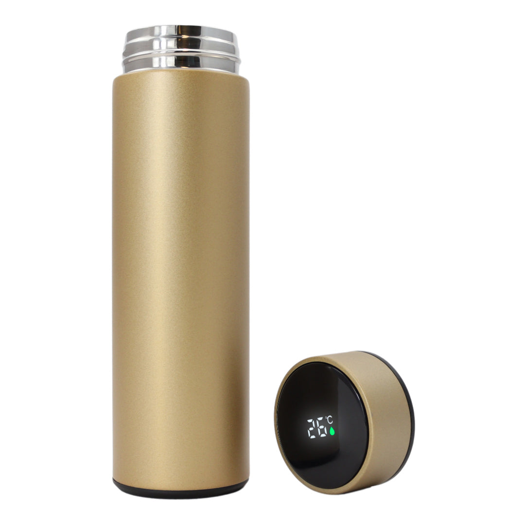 Smart Thermoskan - Met thee kruiden houder - RVS - 500 ml - Brushed Gold