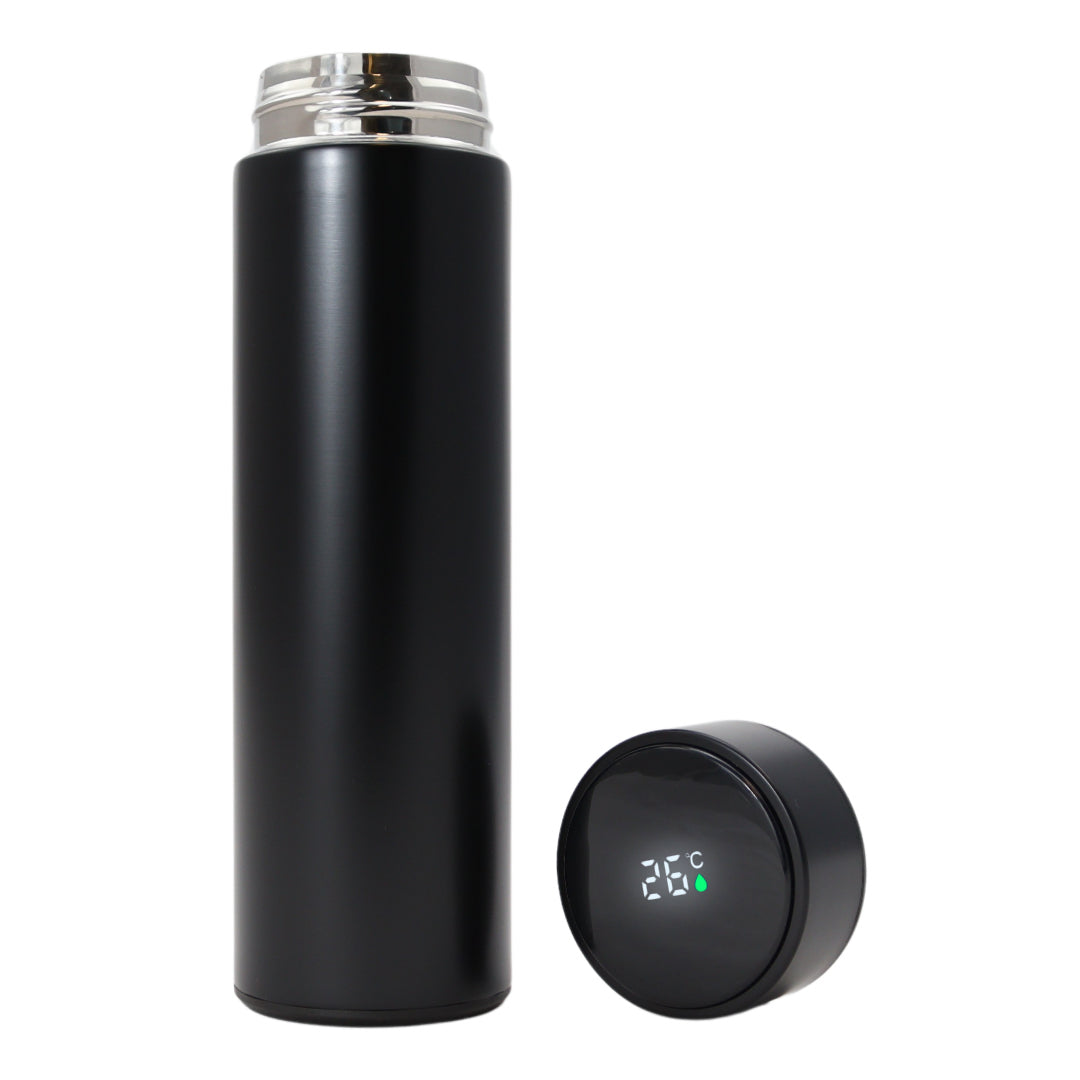 Smart Thermoskan - Met thee kruiden houder -  Luxe thermos kan - RVS - Deep Black - 500 ml