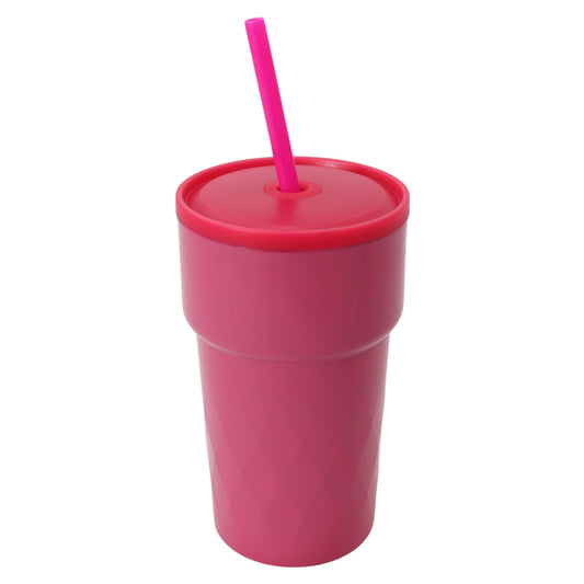 Thermosbeker met Rietje - Afsluitbare beker  - Blauwe Beker to Go - 460ml - Hot pink