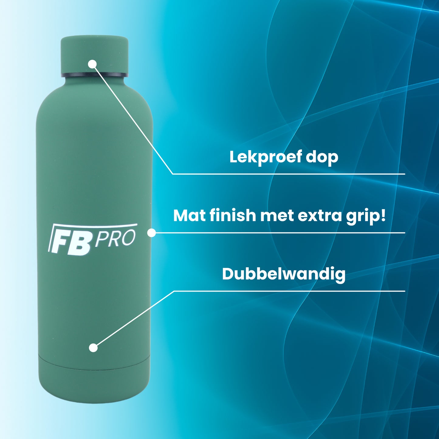 Thermosfles - Stevige RVS Thermoskan - 500ml - Matte Groen