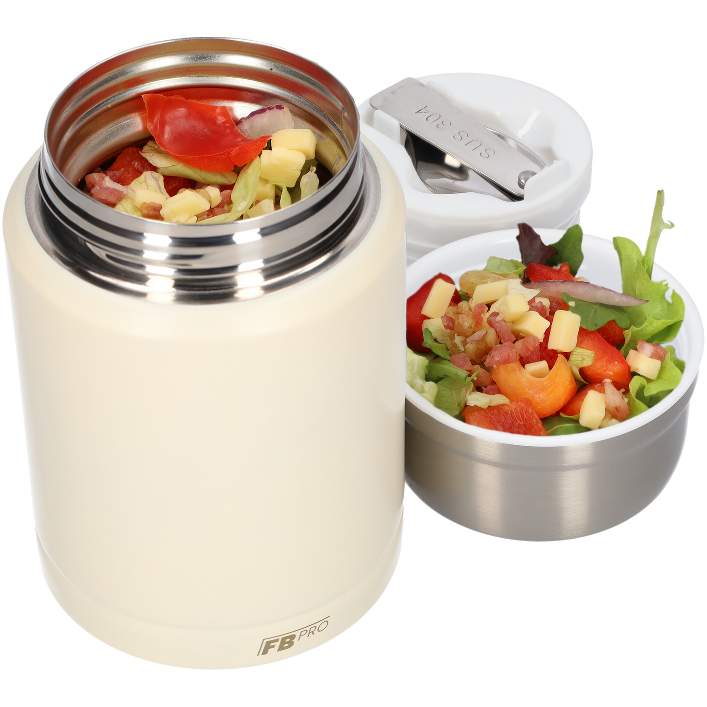 Witte Thermos Voedselcontainer - Thermoskan - Ivoor wit - 450ml