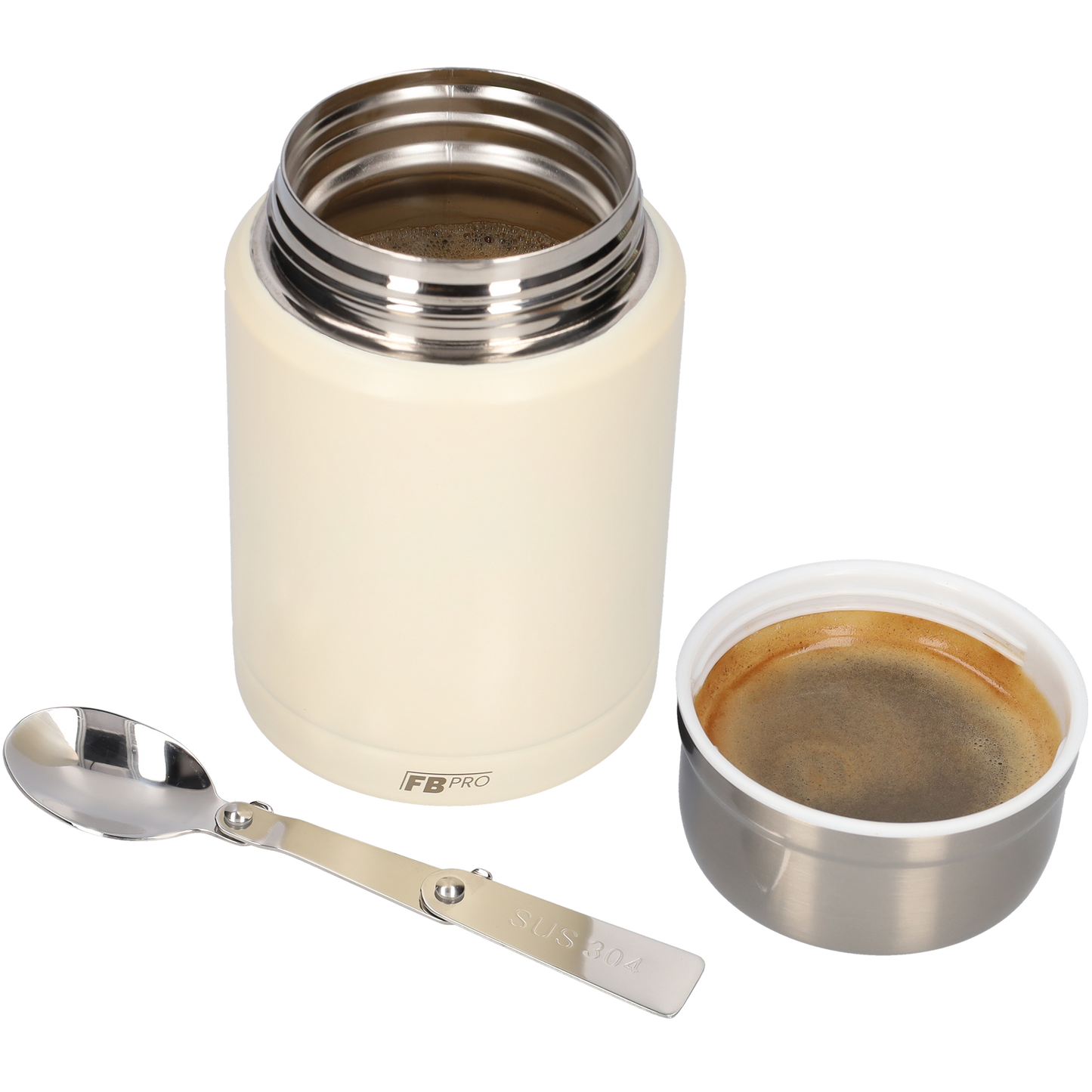 Witte Thermos Voedselcontainer - Thermoskan - Ivoor wit - 450ml