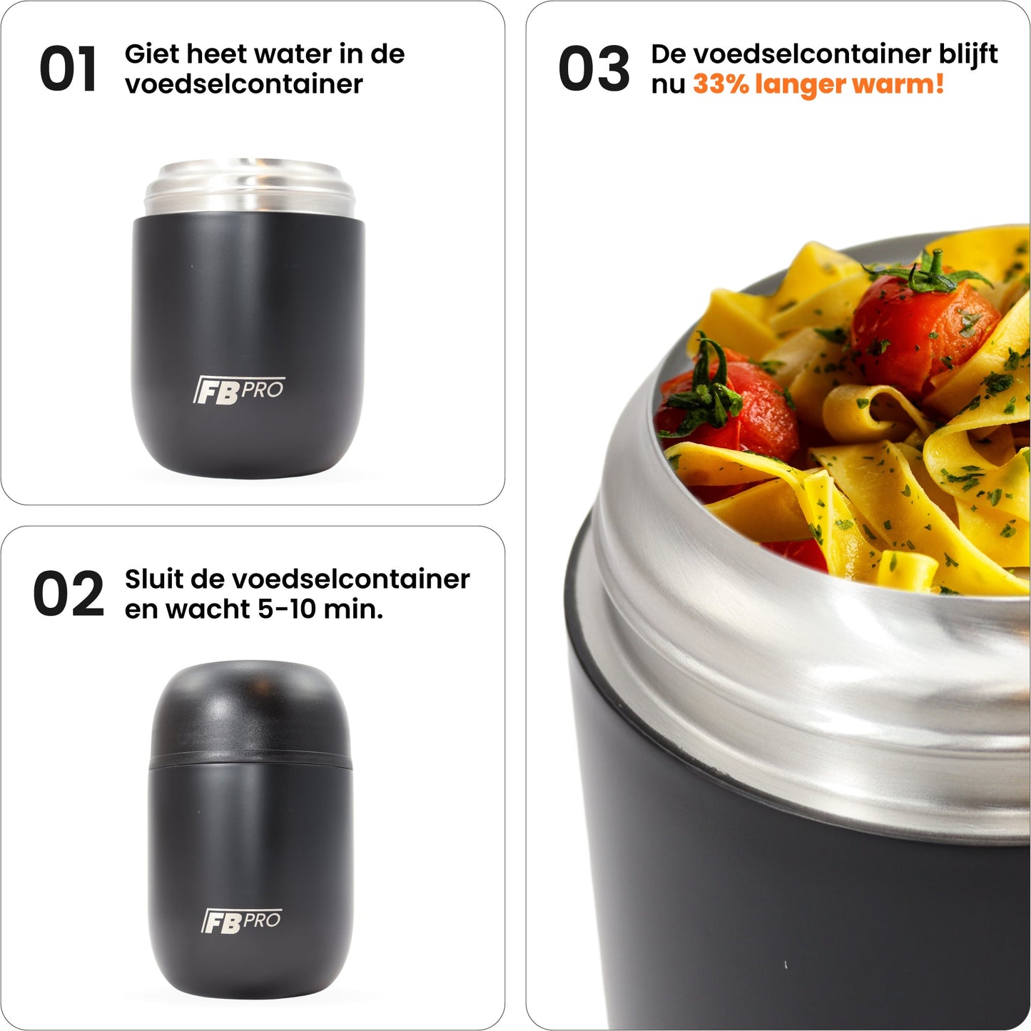 Thermos container - Thermoskan - Zwart - 420ml