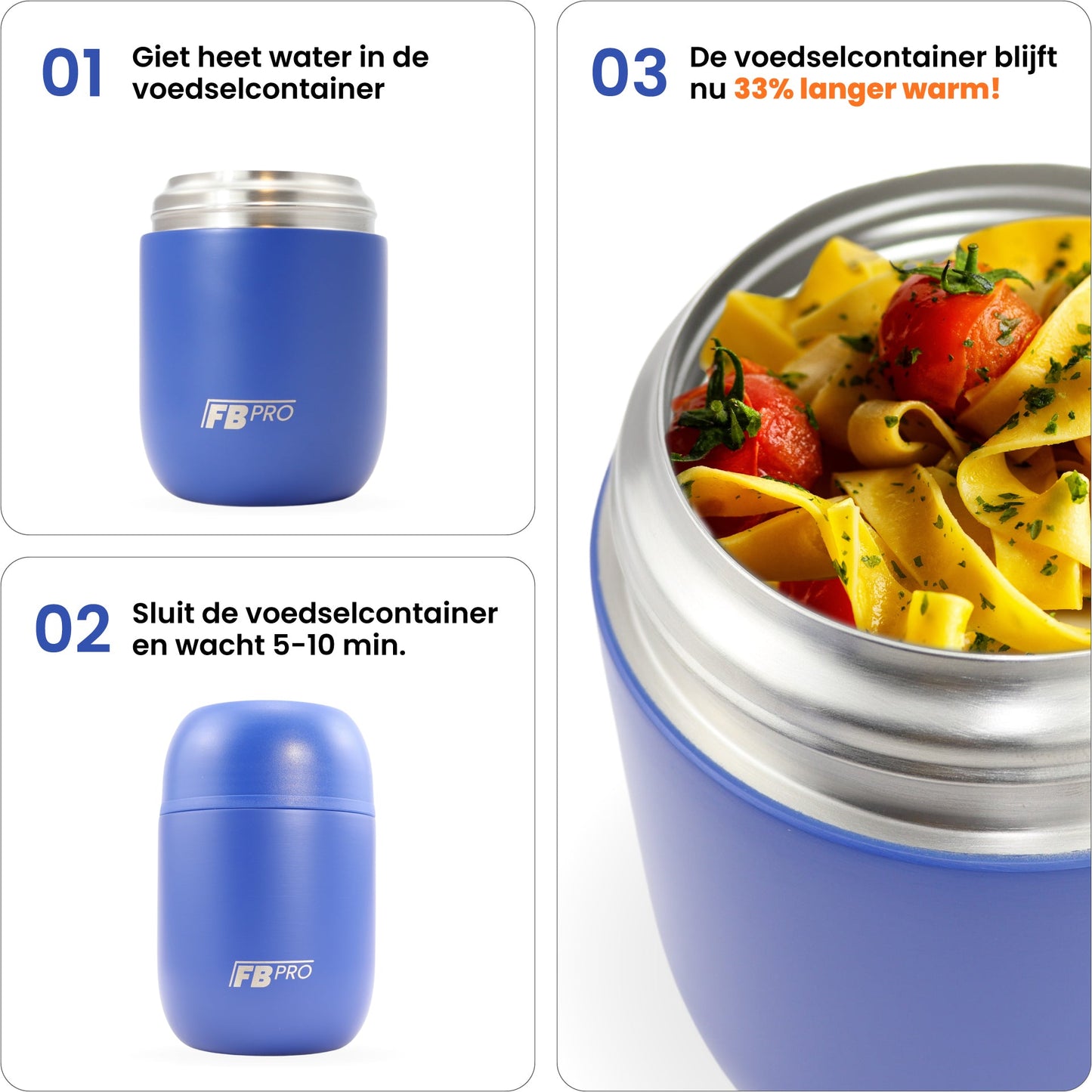 Thermos voedselcontainer - Thermoskan - Blauw - 420ml