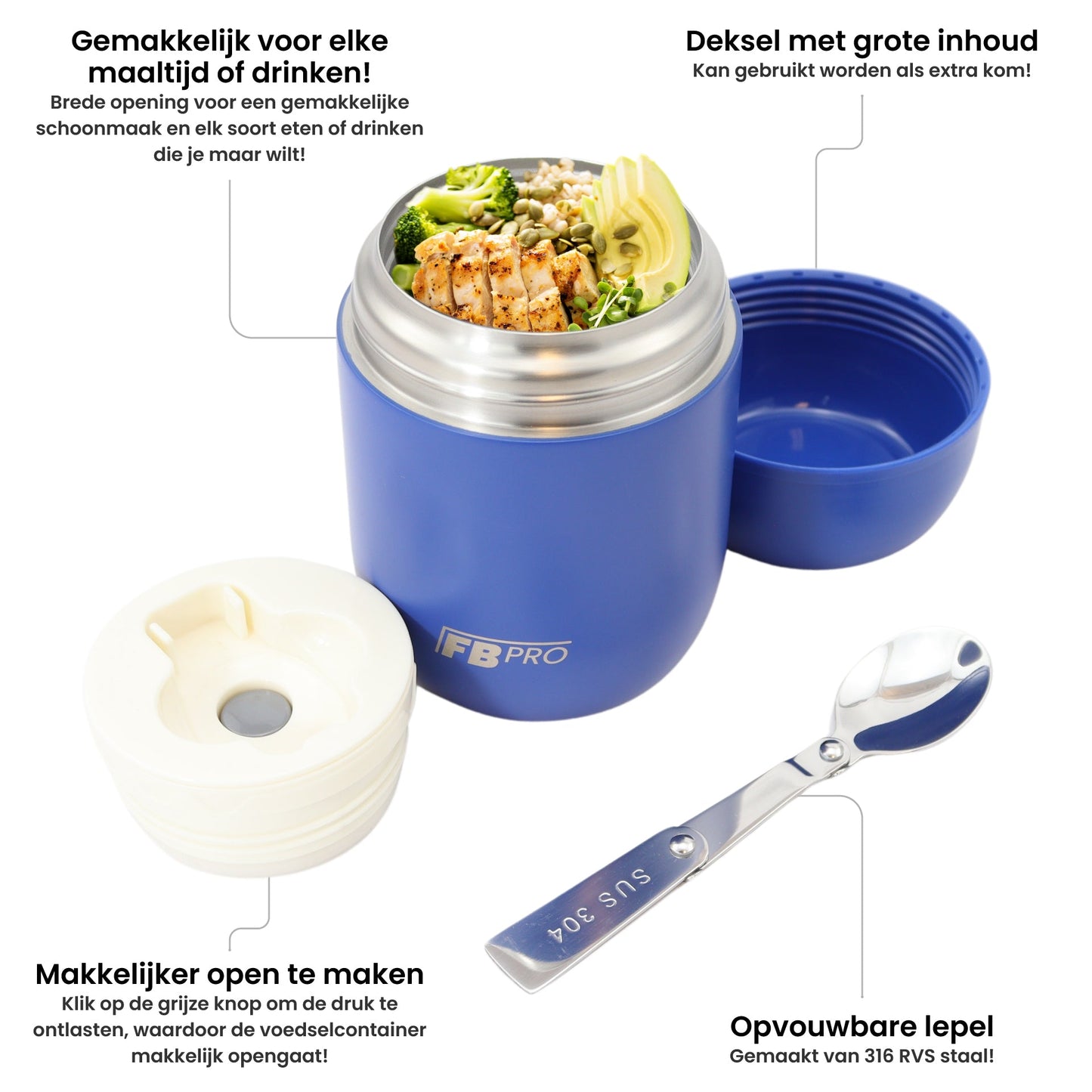 Thermos voedselcontainer - Thermoskan - Blauw - 420ml