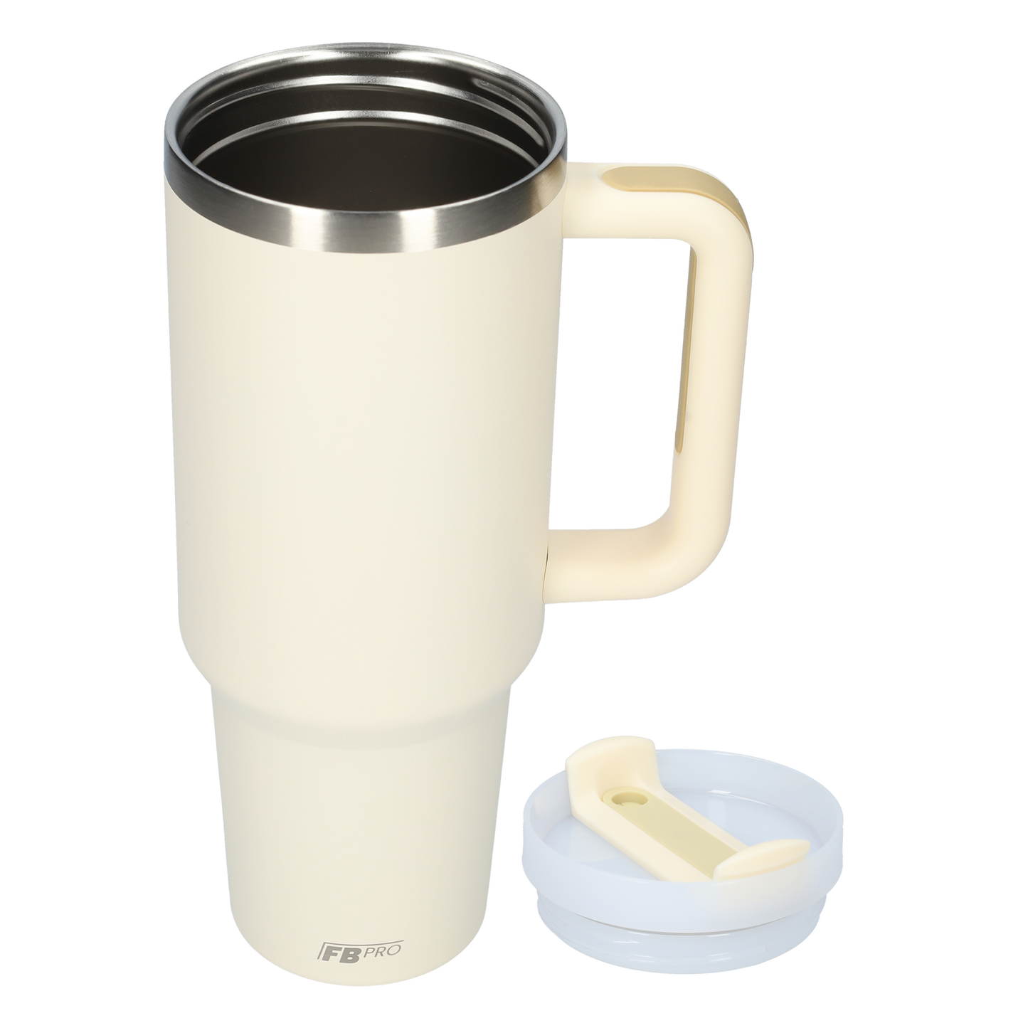 Thermos drinkbeker tumbler 1.2L met handvat en rietje - 1200 ML - Beige