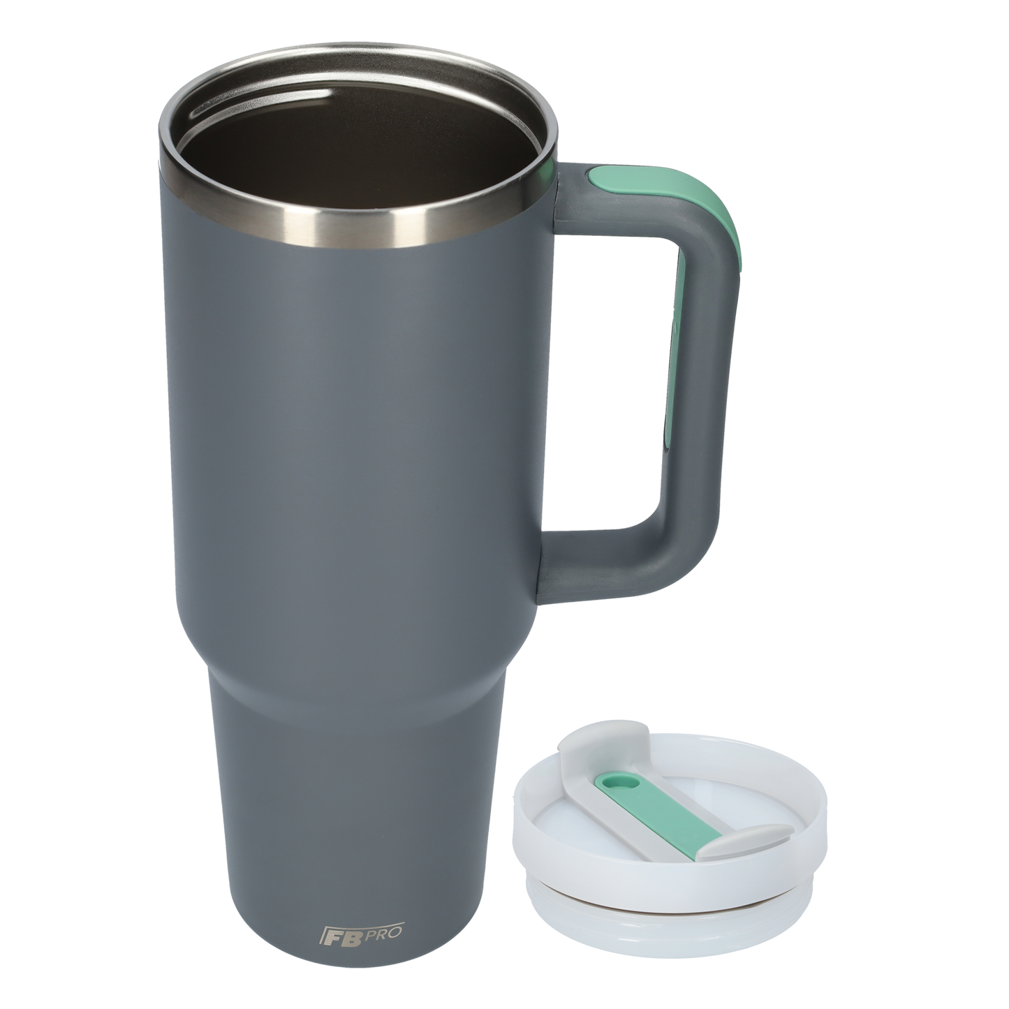 Thermos drinkbeker tumbler 1.2L met handvat en rietje - 1200 ML - Grijs