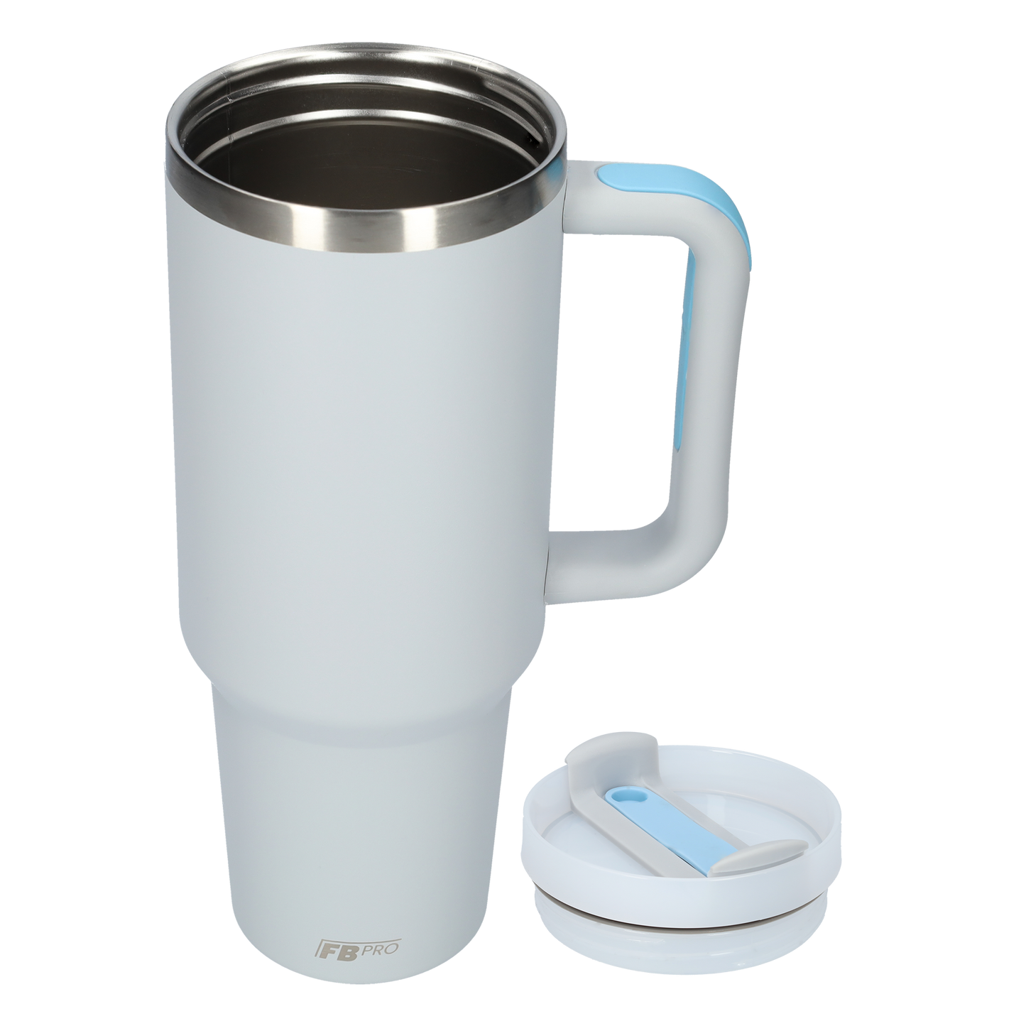 Thermos drinkbeker tumbler 1.2L met handvat en rietje - 1200 ML - Grijs