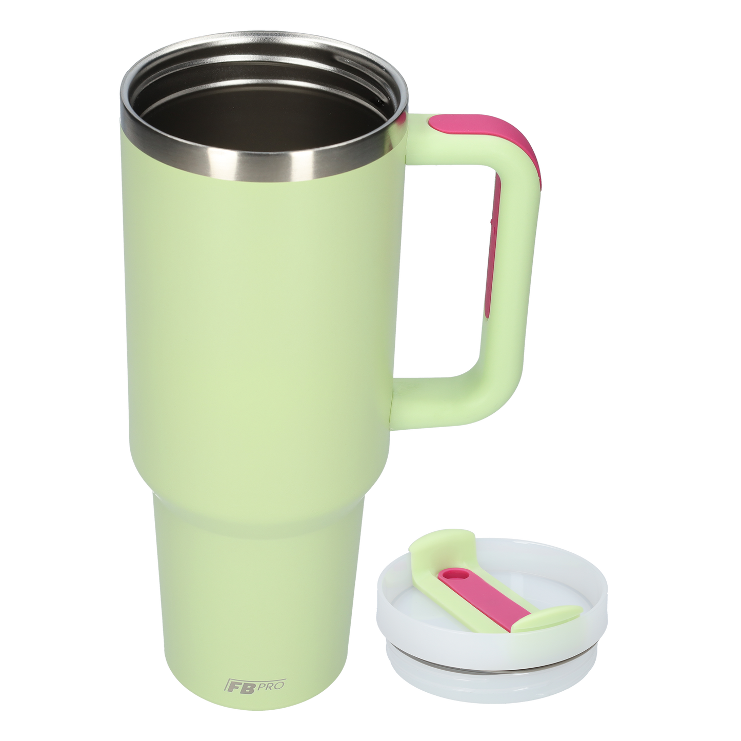 Thermos drinkbeker tumbler 1.2L met handvat en rietje - 1200 ML - Lichtgroen