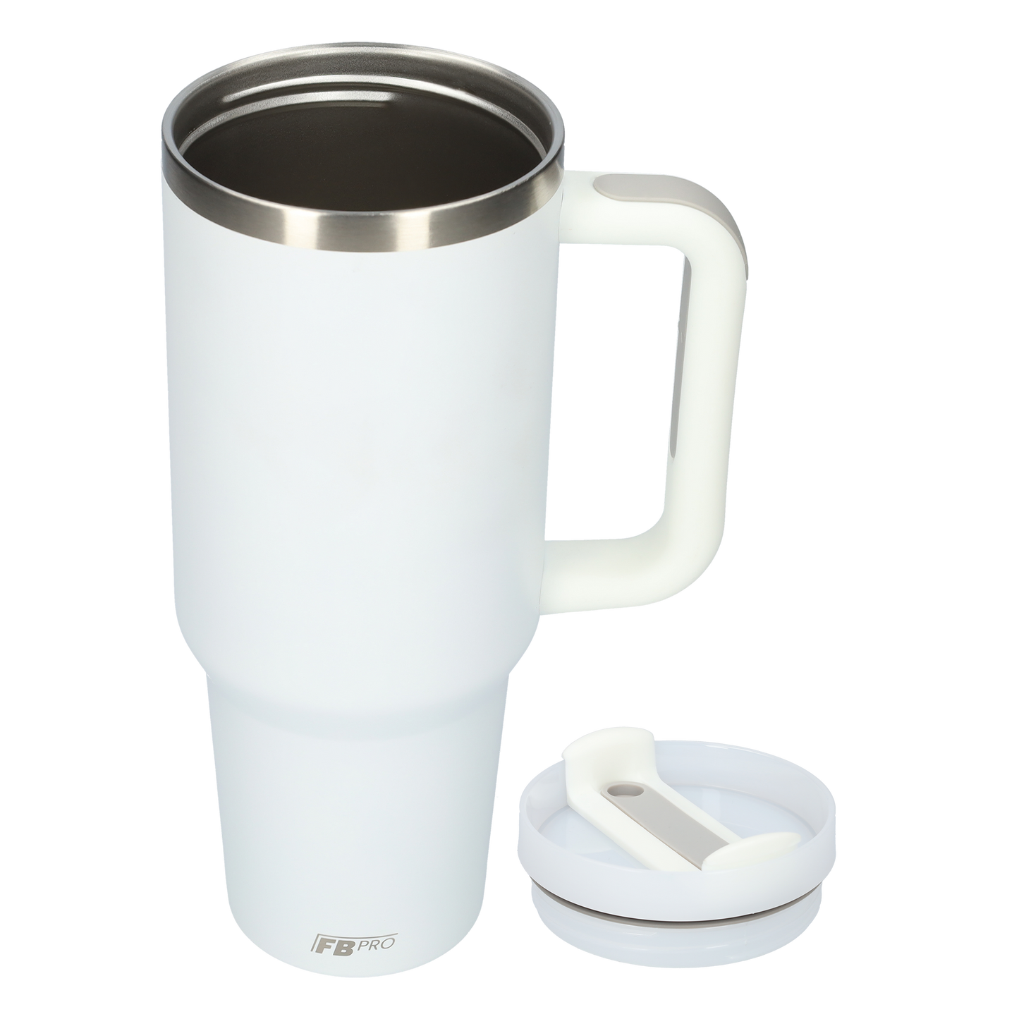 Thermos drinkbeker tumbler 1.2L met handvat en rietje - 1200 ML - Wit