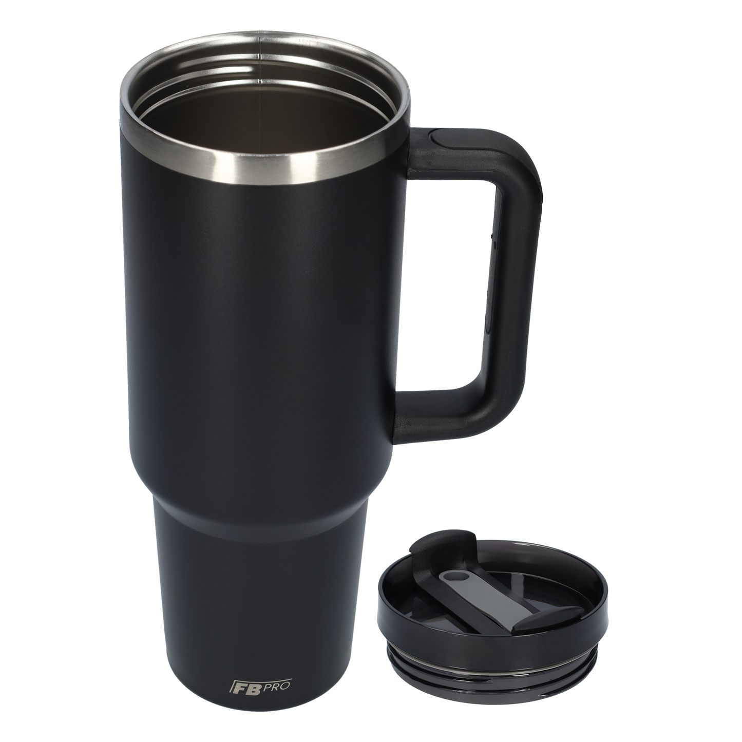 Thermos drinkbeker tumbler 1.2L met handvat en rietje - 1200 ML - Zwart