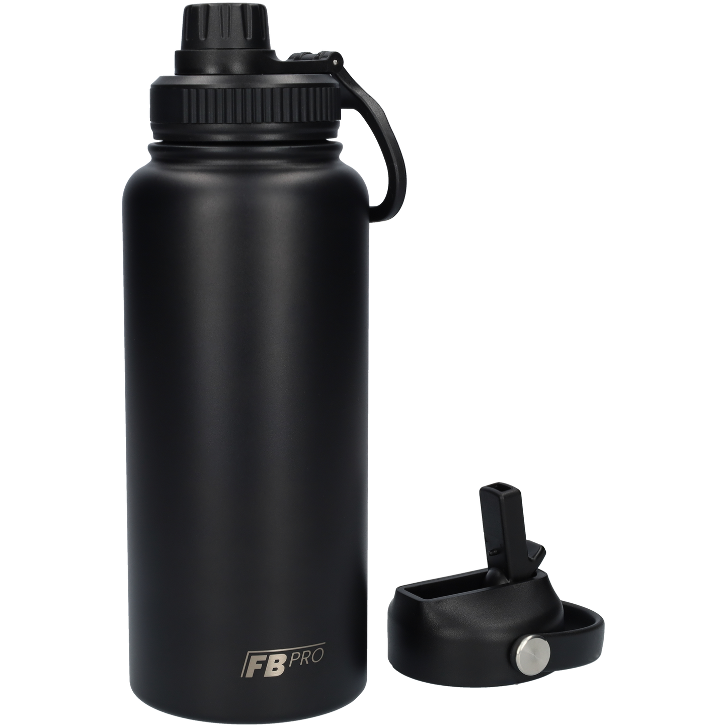 Thermos drinkfles 1 L - Isolerende Waterfles - Drinkfles met rietje - Zwart