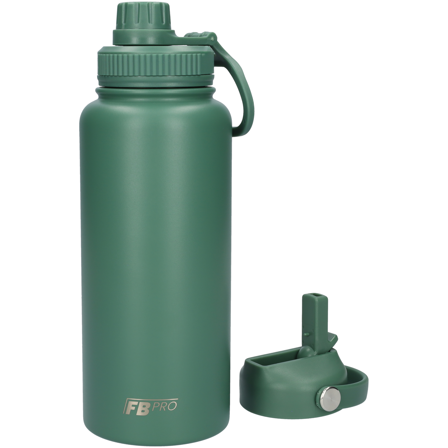 Thermos drinkfles 1 L - Isolerende Waterfles - Drinkfles met rietje - Donkergroen