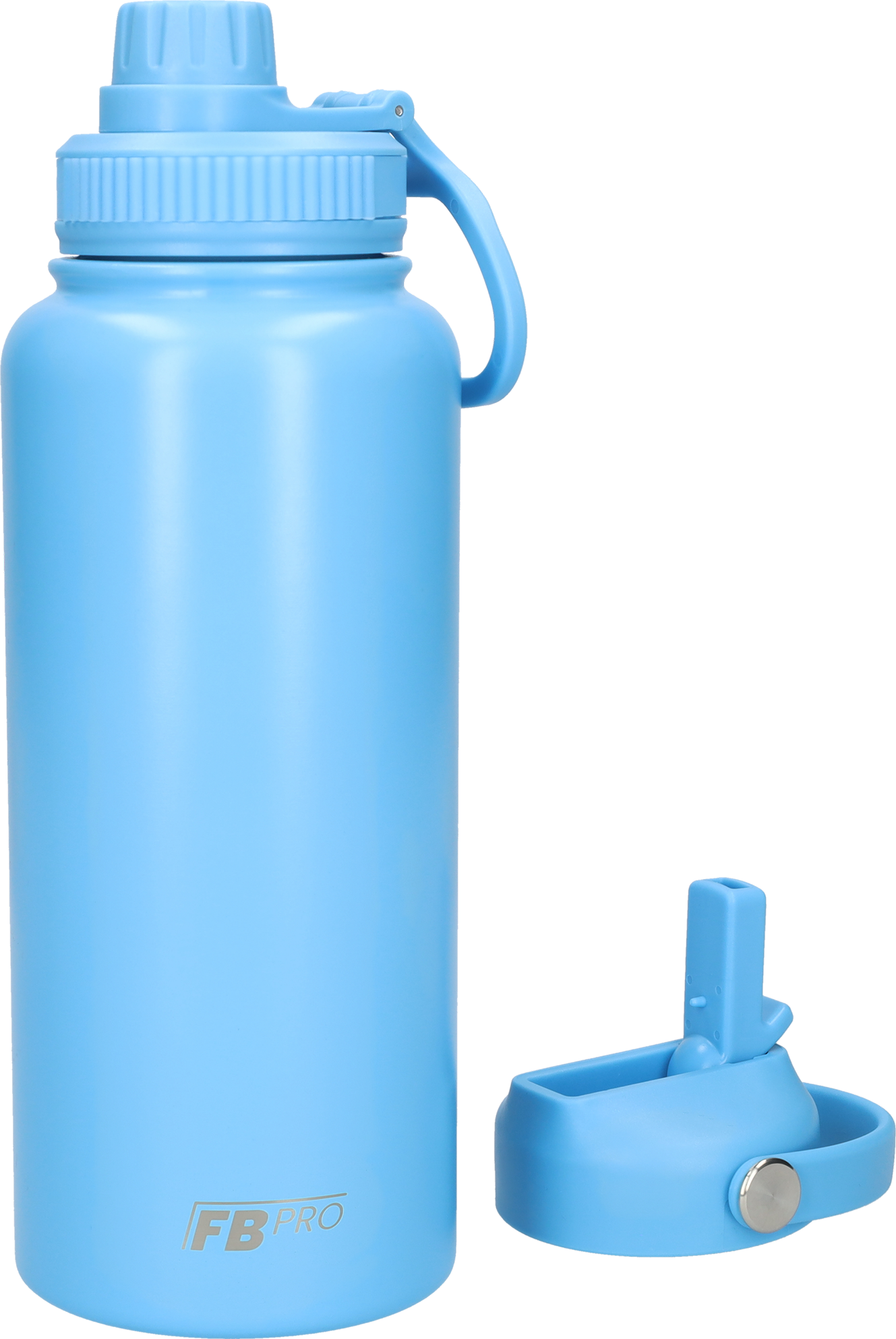 Thermos drinkfles 1 L - Isolerende Waterfles - Drinkfles met rietje - Lichtblauw