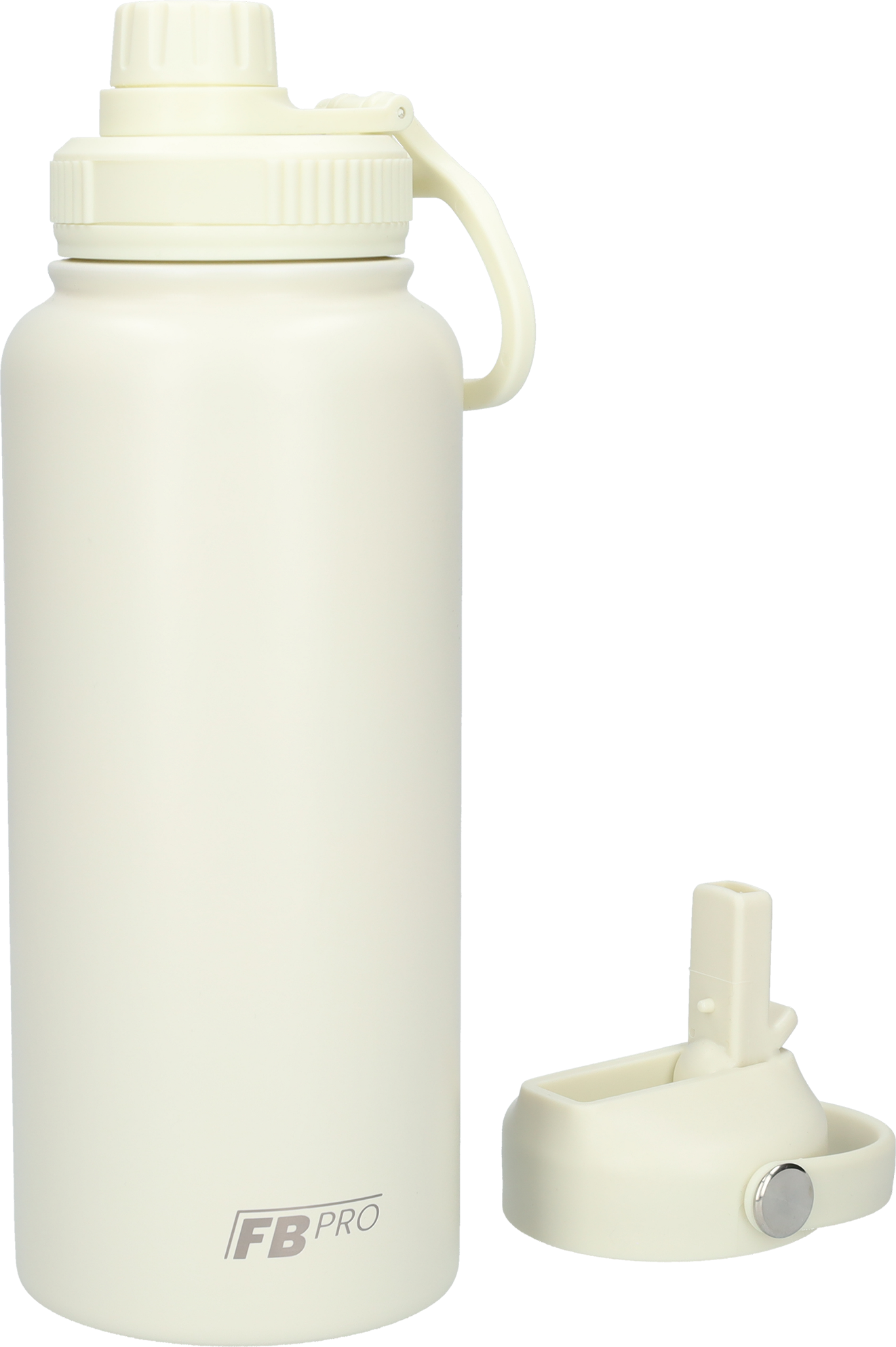 Thermos drinkfles 1 L - Isolerende Waterfles - Drinkfles met rietje - Beige