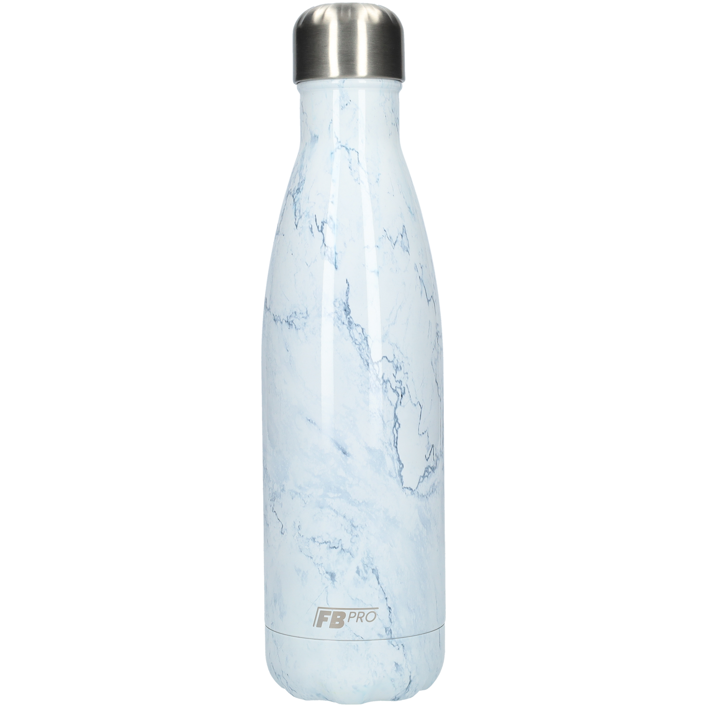 Thermosfles - Waterfles - Drinkfles slank 500ml - Light Blue Marble - Licht Blauw Marmer