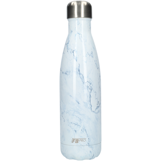 Thermosfles - Waterfles - Drinkfles slank 500ml - Light Blue Marble - Licht Blauw Marmer