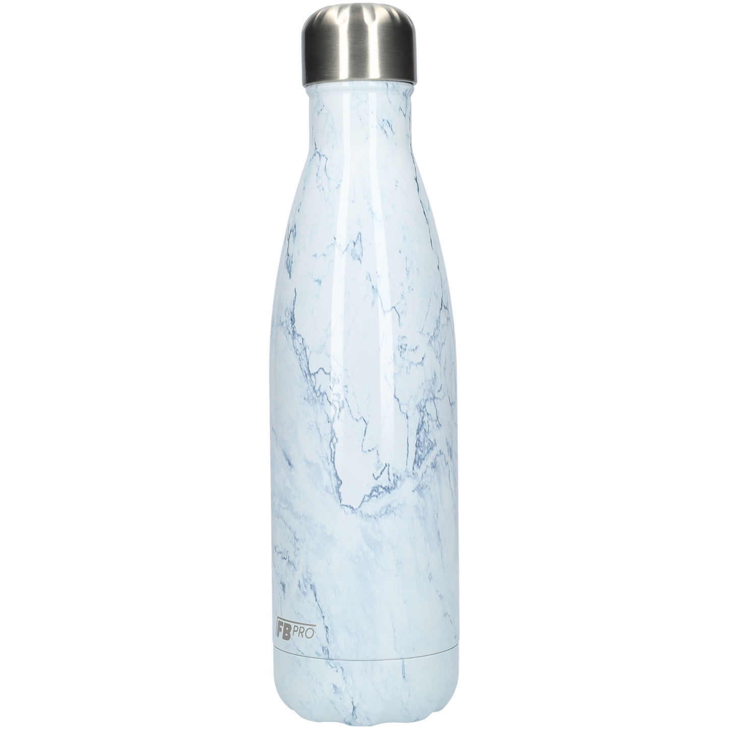 Thermosfles - Waterfles - Drinkfles slank 500ml - Light Blue Marble - Licht Blauw Marmer