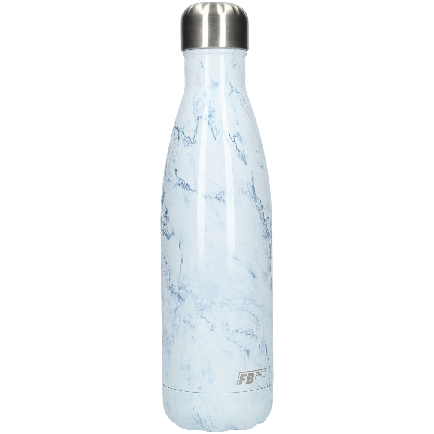 Thermosfles - Waterfles - Drinkfles slank 500ml - Light Blue Marble - Licht Blauw Marmer