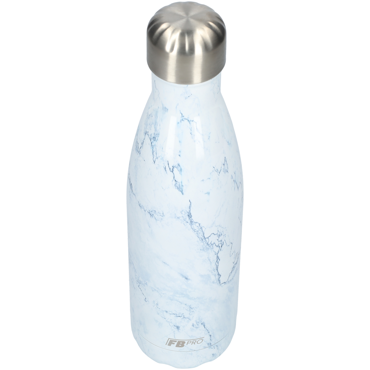 Thermosfles - Waterfles - Drinkfles slank 500ml - Light Blue Marble - Licht Blauw Marmer