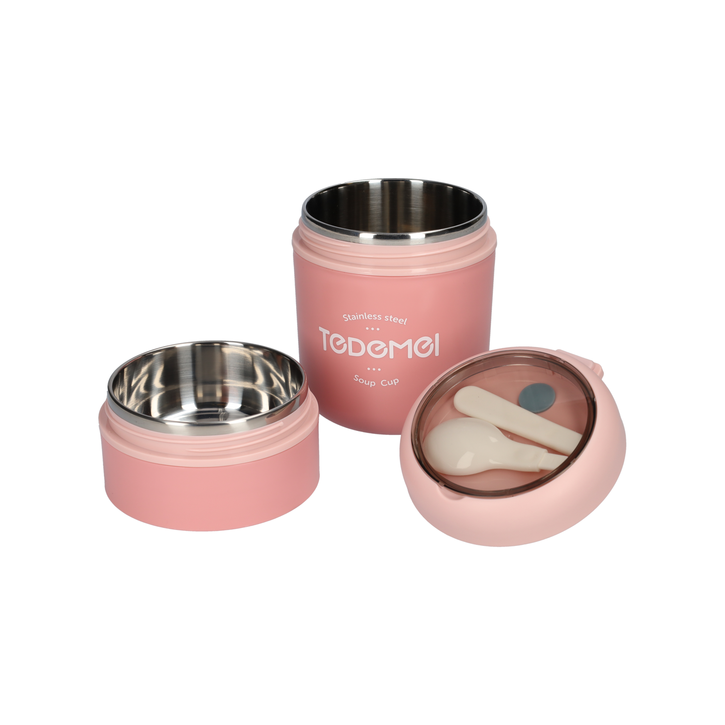 2 Laags Voedselcontainer - Thermos Voedsel Container - Soepbeker to go - Roze